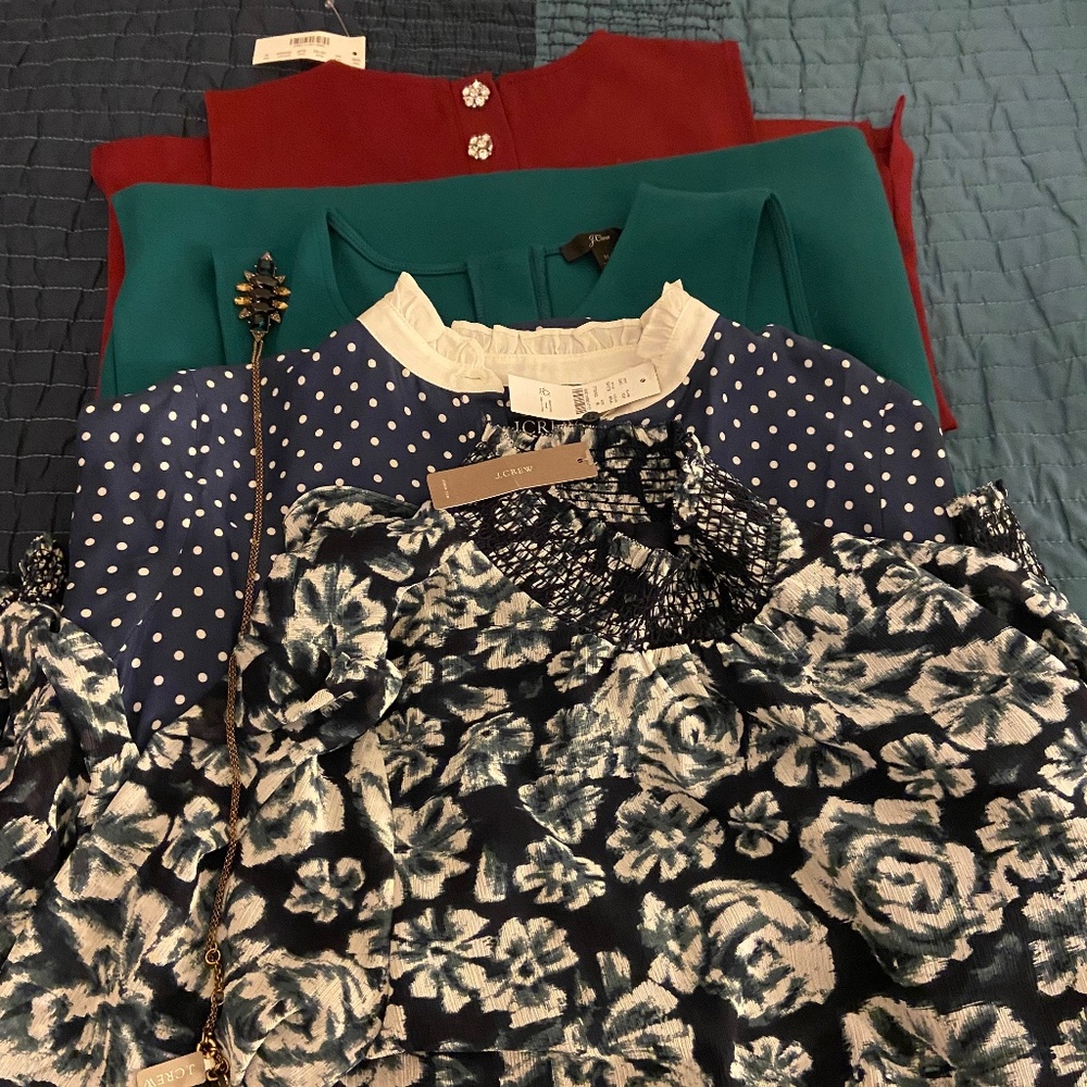 4 New J Crew Tops plus new necklaces M